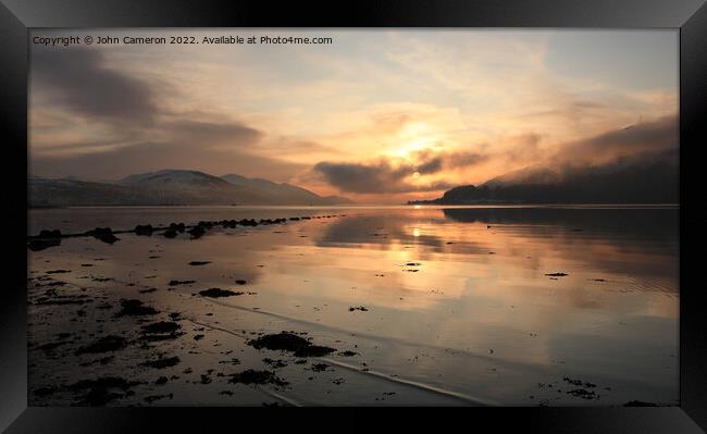 Winter sunset  from Caol on the shores of Loch Linnhe. Framed Print by John Cameron
