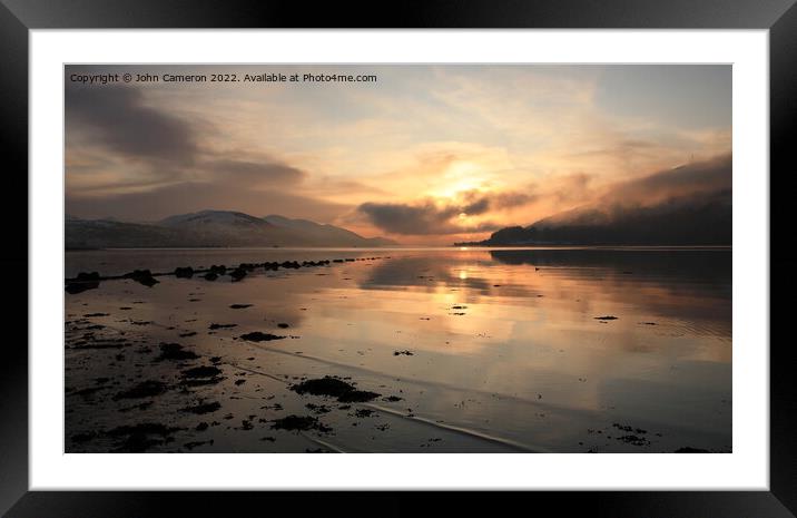 Winter sunset  from Caol on the shores of Loch Linnhe. Framed Mounted Print by John Cameron