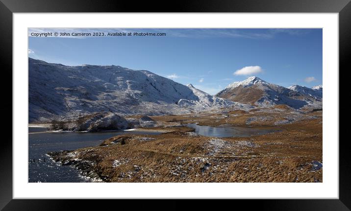 Kinlocharkaig at the head of Loch Arkaig in winter. Framed Mounted Print by John Cameron