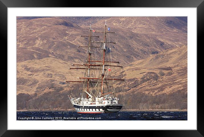 Majestic Tall Ship on Loch Linnhe Framed Mounted Print by John Cameron