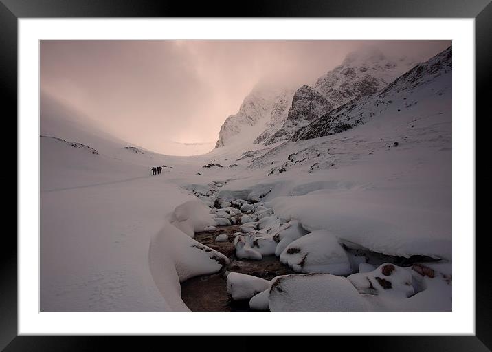 Climbers on their way to the CIC hut on Ben Nevis. Framed Mounted Print by John Cameron