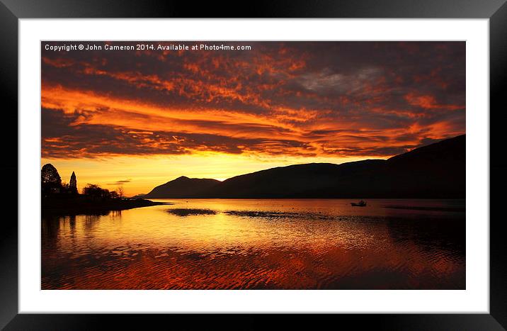 Sunset over Loch Linnhe. Framed Mounted Print by John Cameron