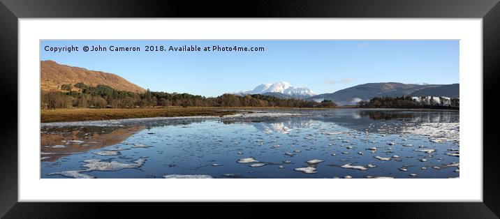 Ben Nevis from Inverscaddle Bay. Framed Mounted Print by John Cameron