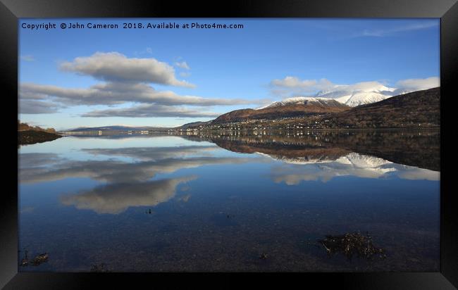 Ben Nevis, Fort William and Loch Linnhe. Framed Print by John Cameron