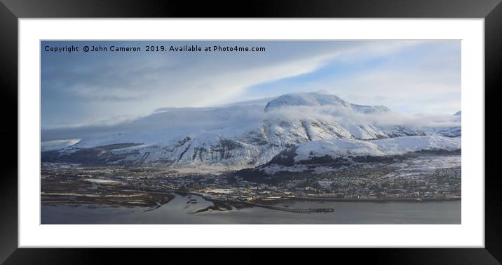 Ben Nevis in Winter. Framed Mounted Print by John Cameron