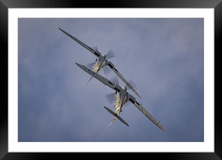 Spitfire Tail Chase Framed Mounted Print by J Biggadike