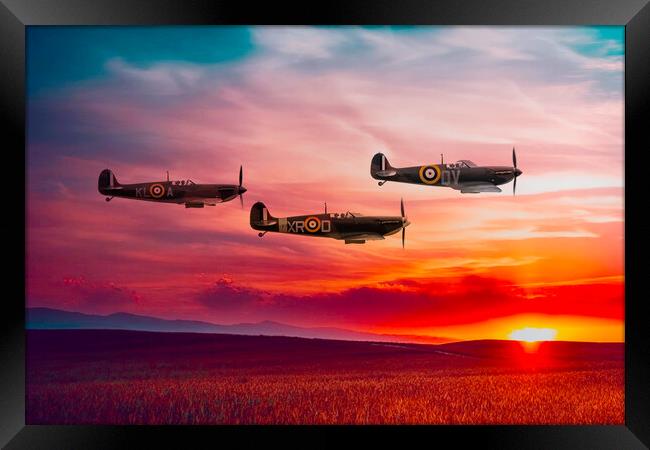 Spitfire Dawn Framed Print by J Biggadike