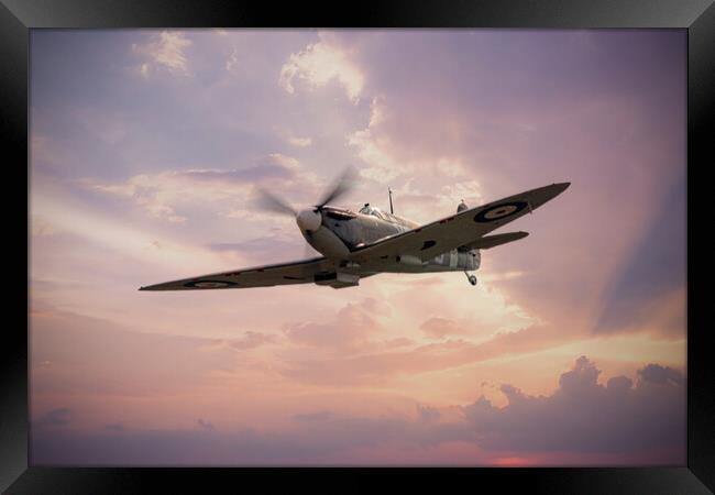 Spitfire Golden Hour Framed Print by J Biggadike