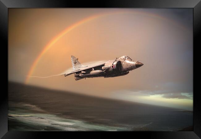 Sea Harrier Out Of The Storm Framed Print by J Biggadike