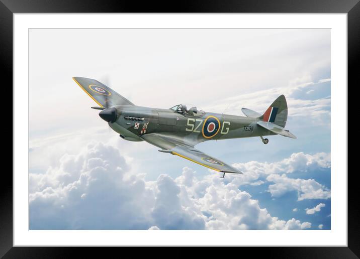 Spitfire TE311 Framed Mounted Print by J Biggadike