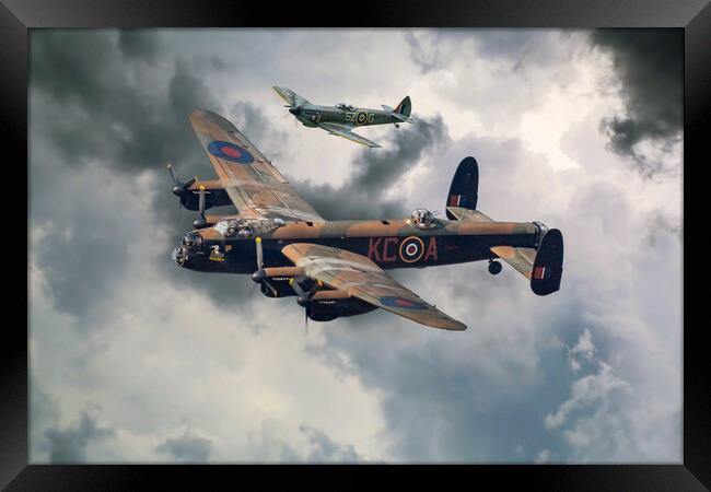 Lancaster and Spitfire Framed Print by J Biggadike