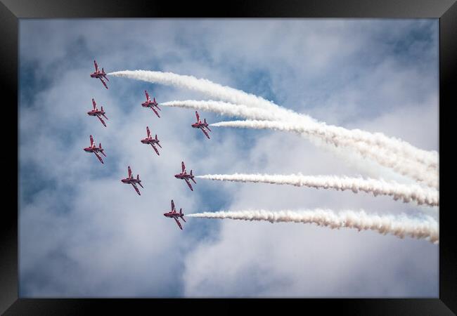 Red Arrows Diamond 9 Roll Framed Print by J Biggadike