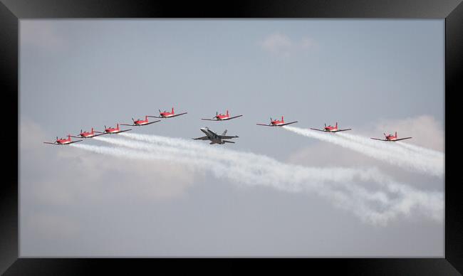 Swiss Air Force F18 Hornet and PC7 Team Framed Print by J Biggadike