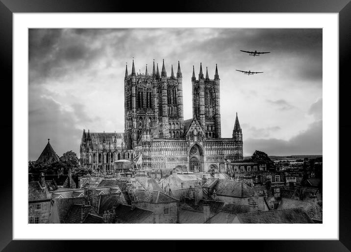 Lancasters and Lincoln Cathedral Monochrome  Framed Mounted Print by J Biggadike