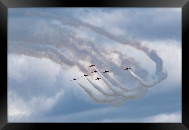 Red Arrows Vulcan Formation Framed Print by J Biggadike