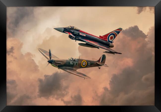 Spitfire and Typhoon Framed Print by J Biggadike