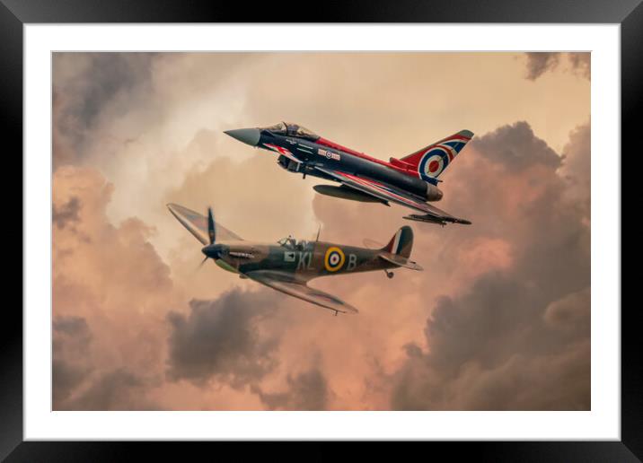 Spitfire and Typhoon Framed Mounted Print by J Biggadike