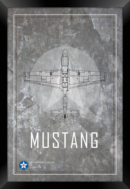 P-51 Mustang Blueprint Framed Print by J Biggadike