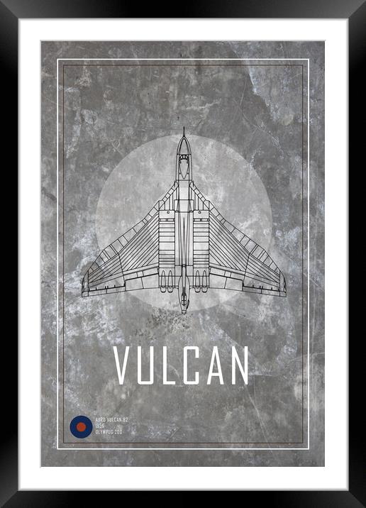 Avro Vulcan Blueprint Framed Mounted Print by J Biggadike
