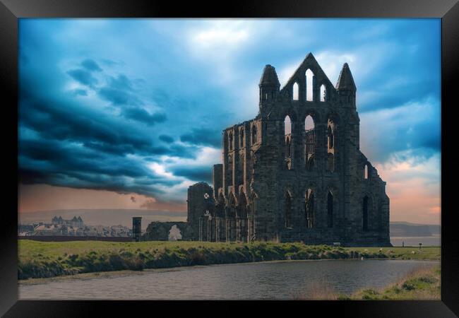 Whitby Abbey Before The Storm Framed Print by J Biggadike