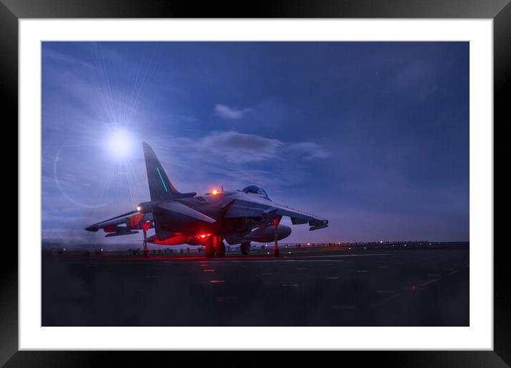 AV8 Harrier Night Ops Framed Mounted Print by J Biggadike