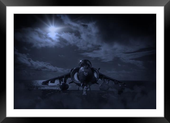 AV8 Harrier Night Mission Framed Mounted Print by J Biggadike