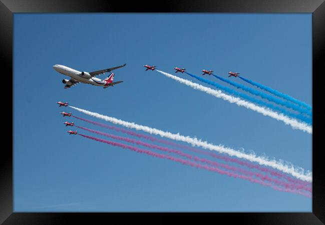 The Red Arrows and Voyager KC2 Framed Print by J Biggadike
