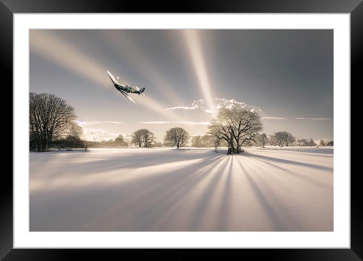 Spitfire Snow  Framed Mounted Print by J Biggadike