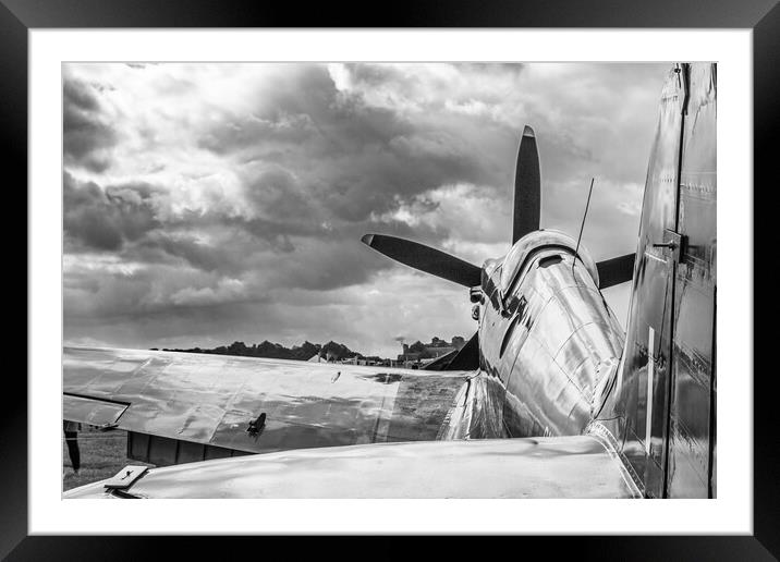 Spitfire Waiting Framed Mounted Print by J Biggadike