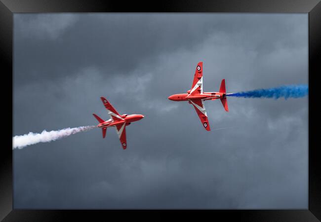 Red Arrows Synchro Pair Framed Print by J Biggadike