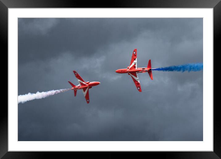 Red Arrows Synchro Pair Framed Mounted Print by J Biggadike