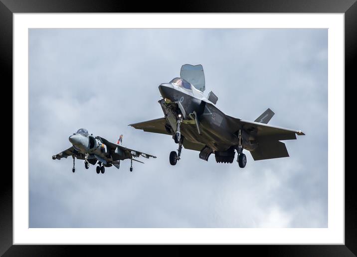 F35 lightning II and Harrier Framed Mounted Print by J Biggadike