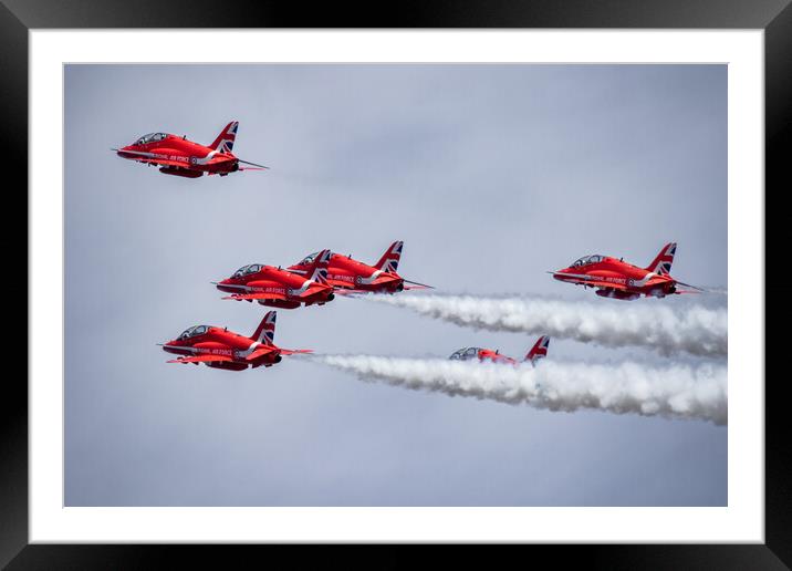 RAF Red Arrows Framed Mounted Print by J Biggadike