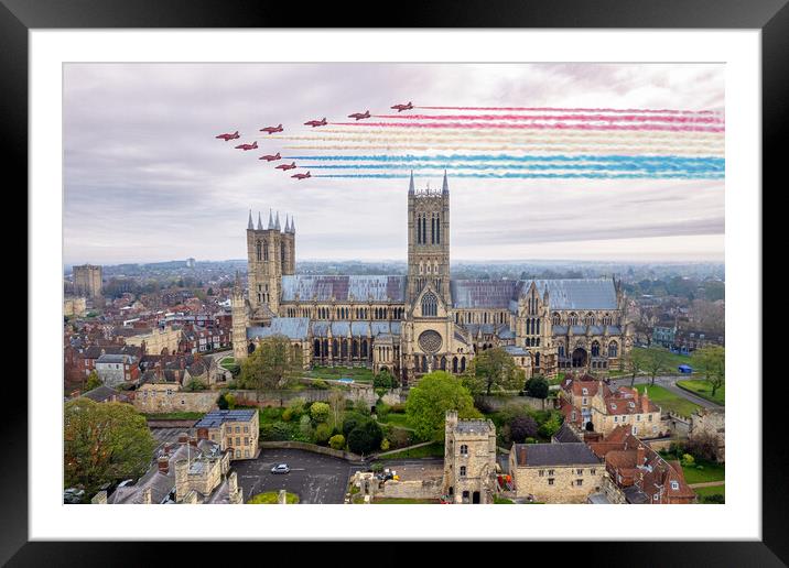 Red Arrows Over Lincoln Framed Mounted Print by J Biggadike