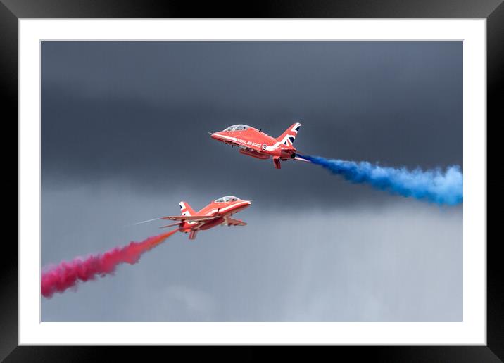 Red Arrows Synchro Pair Framed Mounted Print by J Biggadike