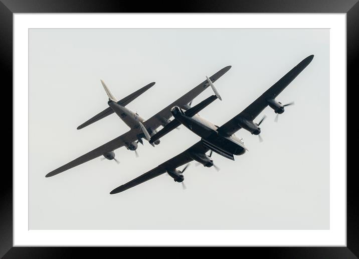 Lancaster and B17 Flying Fortress Framed Mounted Print by J Biggadike