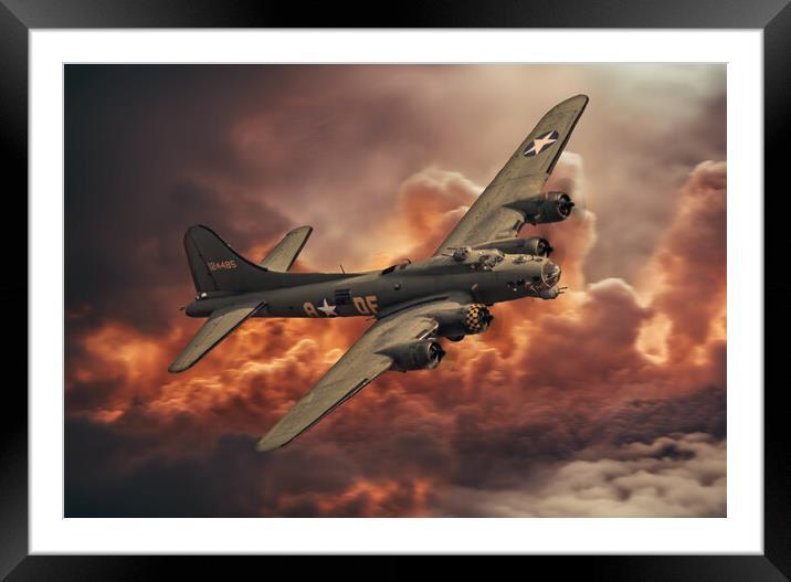 B17 Fire In The Sky Framed Mounted Print by J Biggadike