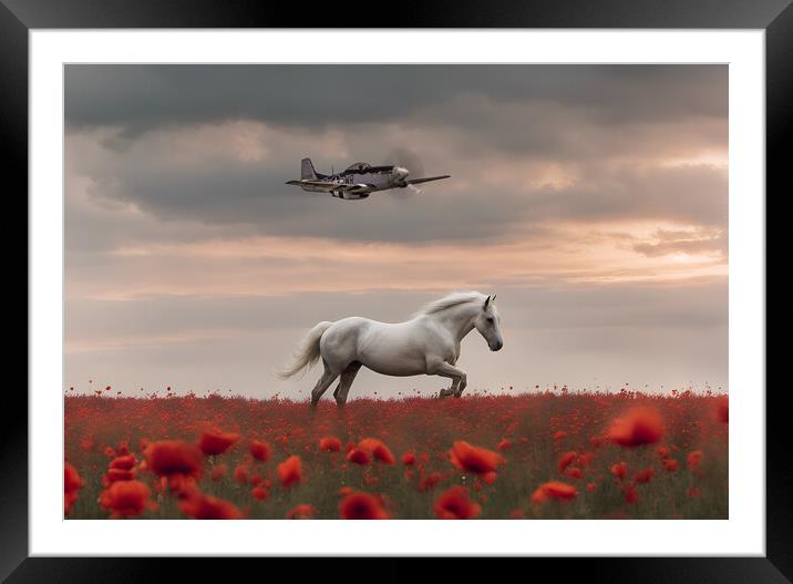 Stallions Flight Framed Mounted Print by J Biggadike
