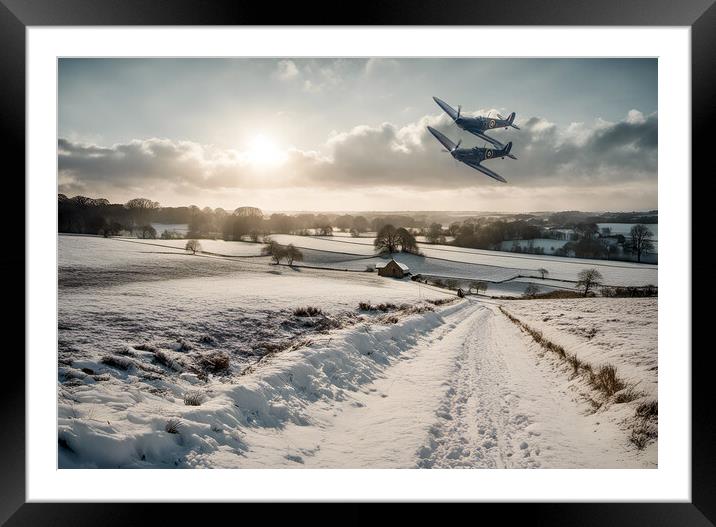 Spitfire Snow Warriors Framed Mounted Print by J Biggadike
