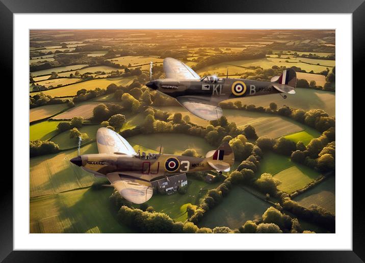 Spitfires of the BBMF Framed Mounted Print by J Biggadike