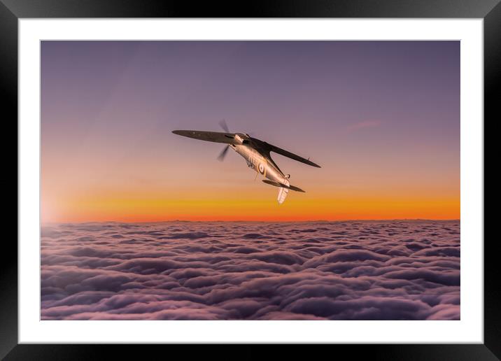 Sunset Spitfire Framed Mounted Print by J Biggadike