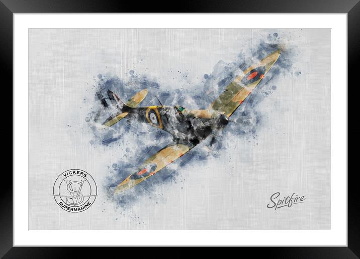 Supermarine Spitfire Mk Ia N3200 Painting Framed Mounted Print by J Biggadike