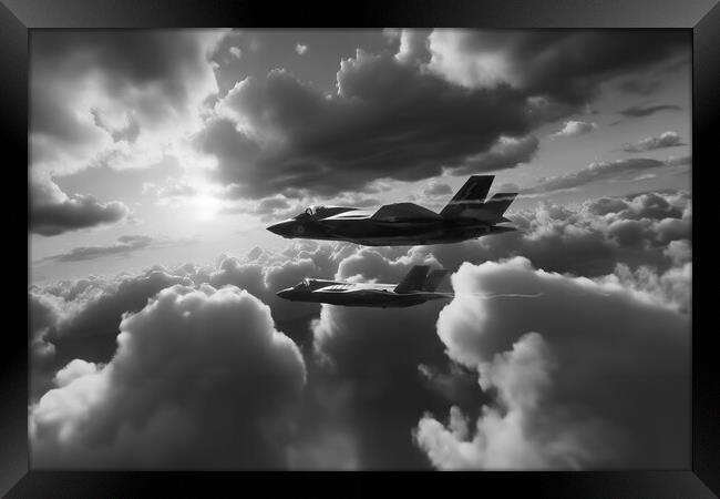 F35 Lightning II Black and White Framed Print by J Biggadike