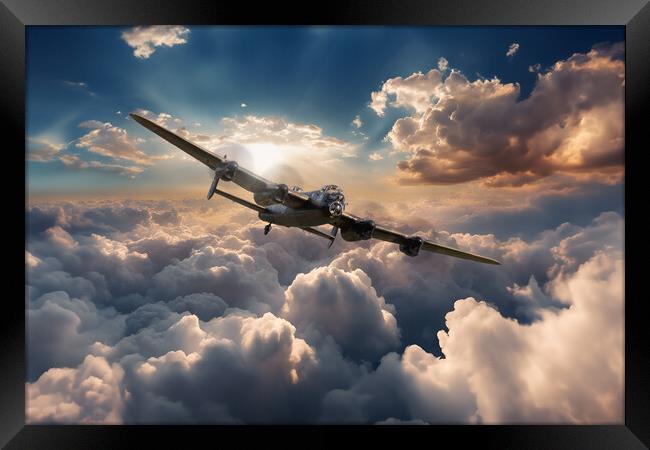 Lancaster Bomber Skies Framed Print by J Biggadike