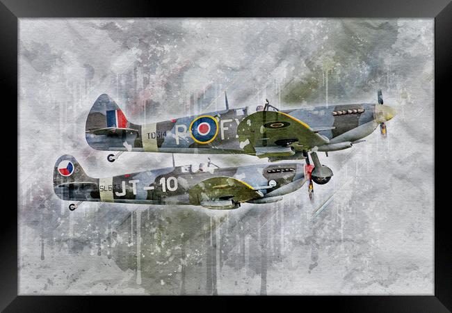 Spitfire TD314 and SL633 Framed Print by J Biggadike