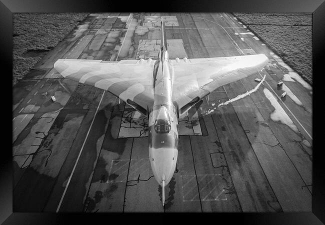 Vulcan Bomber Black and White Framed Print by J Biggadike