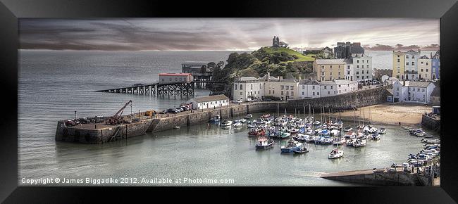 Tenby Harbour at Dusk Framed Print by J Biggadike