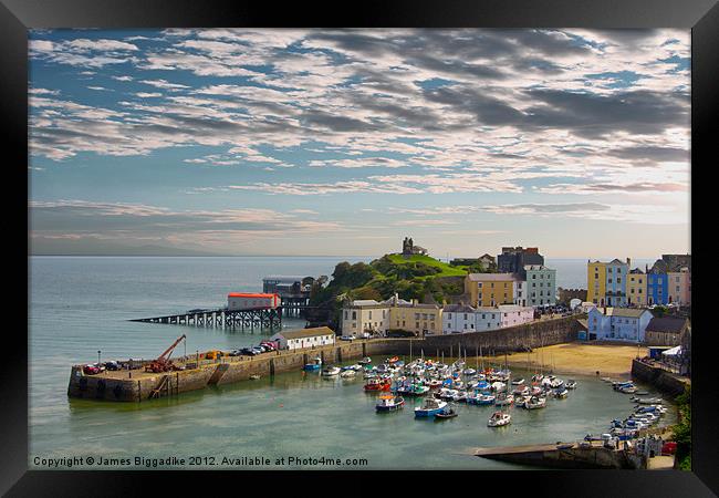 Tenby Harbour at Dusk Framed Print by J Biggadike