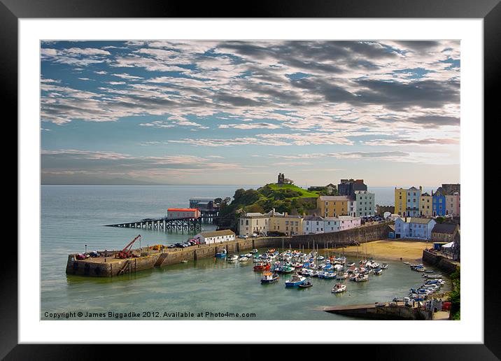 Tenby Harbour at Dusk Framed Mounted Print by J Biggadike