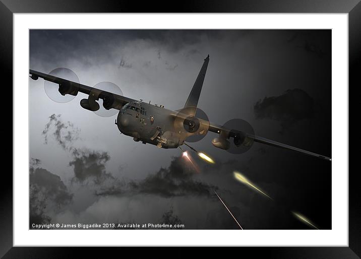 Spooky C-130 Framed Mounted Print by J Biggadike